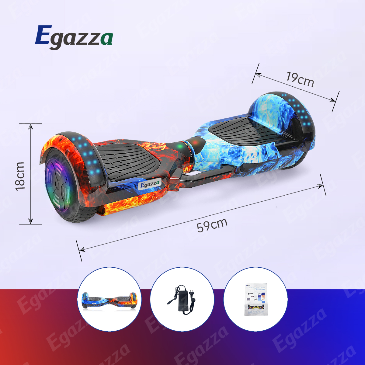 Antech K5 Hoverboard with Ice and Fire Pattern and Bluetooth