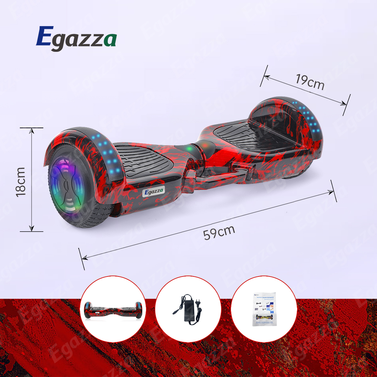 Antech K5 Bluetooth Hoverboard with Red Flame Pattern