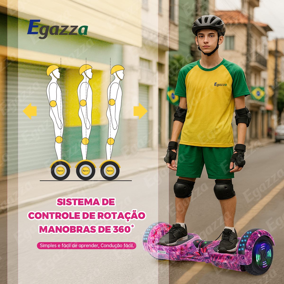 Egazza K5 Purple Starrysky Electric Hoverboard with Bluetooth